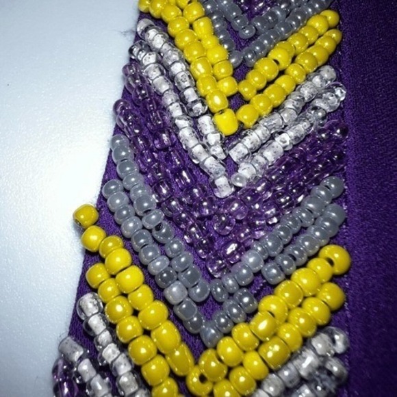 PARKER Stunning Royal Purple Beaded Silk Sleeveless Top EUC Size Small - Picture 4 of 8